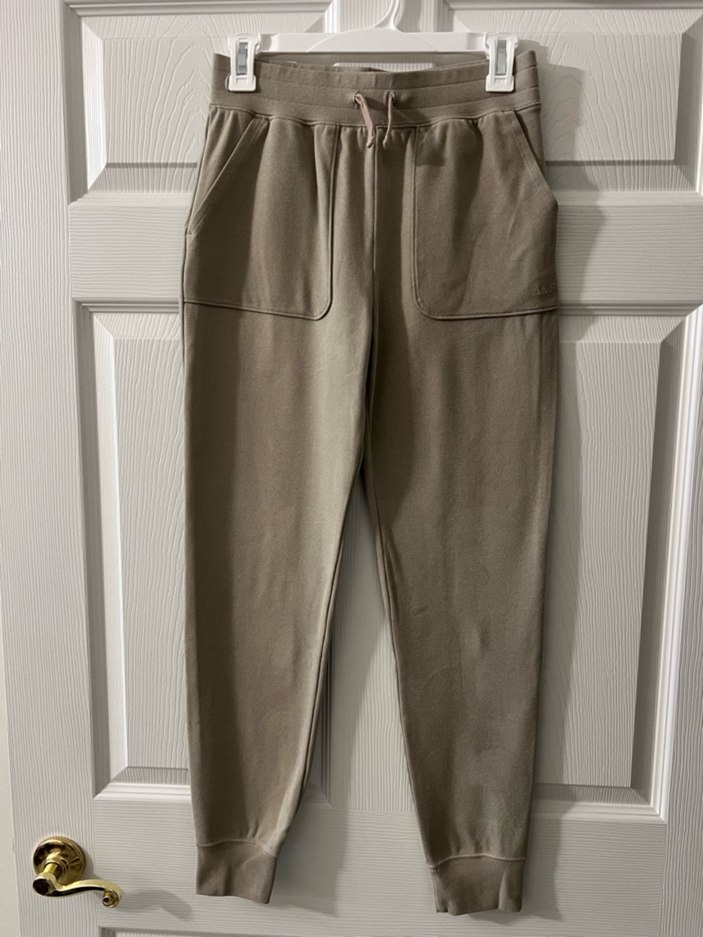 Abercrombie Taupe Soft Ribbed Knit Joggers
